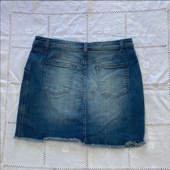 Michael Kors Denim Button-Up Skirt w/ Frayed Hem - Picture 2 of 5